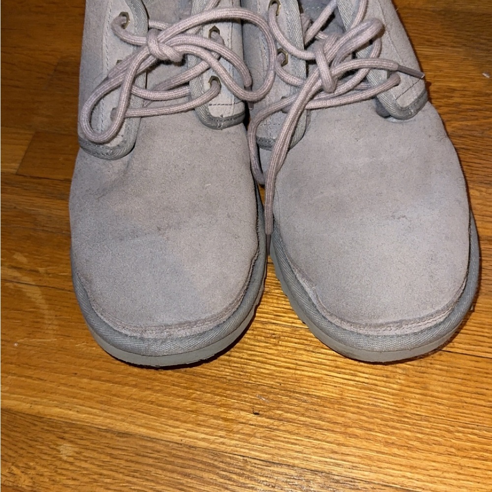 Gray Suede Lace-Up Shoes